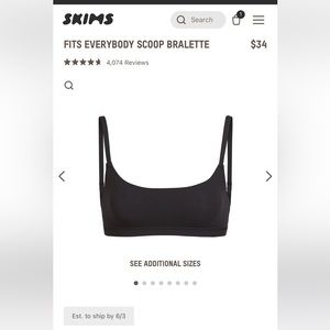 Fits Everybody Scoop Bralette Black NWT